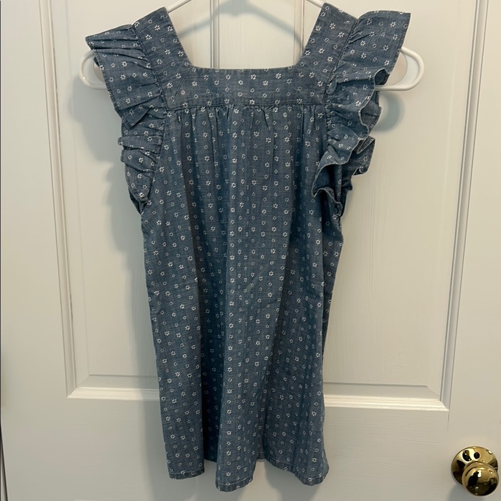 J. Crew Factory Blue Sundress with Flutter Sleeves and Square Neck